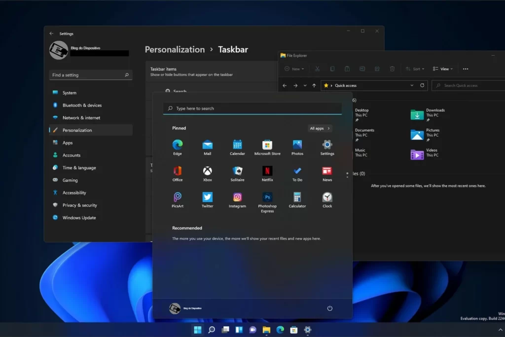 Personalize a barra de tarefas do Windows 11 removendo aplicativos indesejados e ocultando a caixa de pesquisa