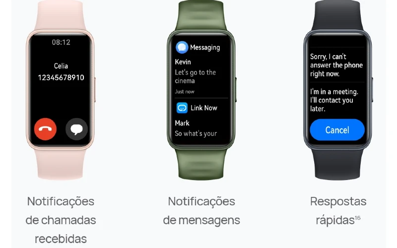 HUAWEI Band 8: notificações de chamadas recebidas e mensagens