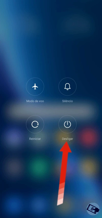 Opção "Desligar" do celular Xiaomi.