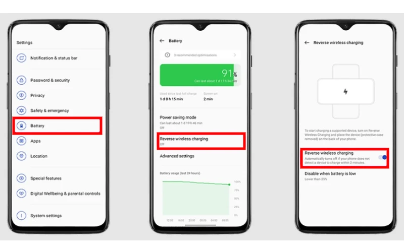 Como habilitar o carregamento reverso sem fio em celulares OxygenOS do OnePlus?